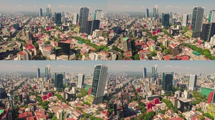 鸟瞰格洛里塔德洛斯暴动墨西哥城附近的城区，墨西哥CDMX航拍