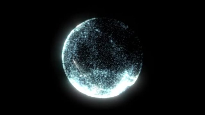 太空中发光的恒星核心。能量闪亮的星球移动，中子星在太空中的动画，大射线的粒子循环动画能量星核心动画，