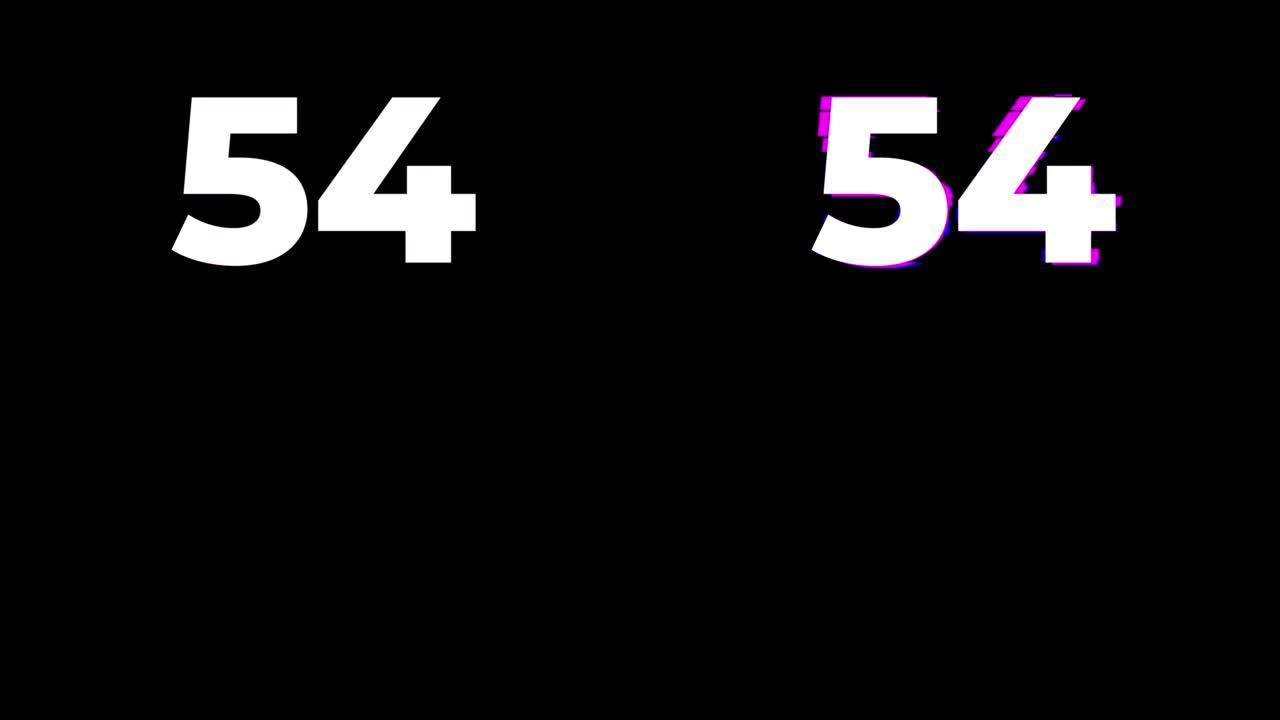 54号。旧干扰屏幕上的毛刺文本动画效果。4k视频