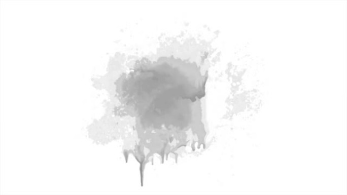 白色背景上的黑白墨水飞溅动画。抽象墨水笔触。现代时尚背景。4K