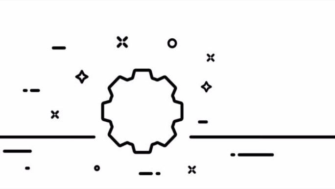齿轮。机构，轮，构造，建造，装置，机械，发动机，技术。施工概念。一个线条画动画。运动设计。动画技术标