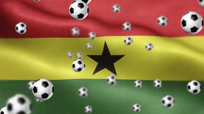 加纳国旗与足球或足球主题可循环背景股票视频
