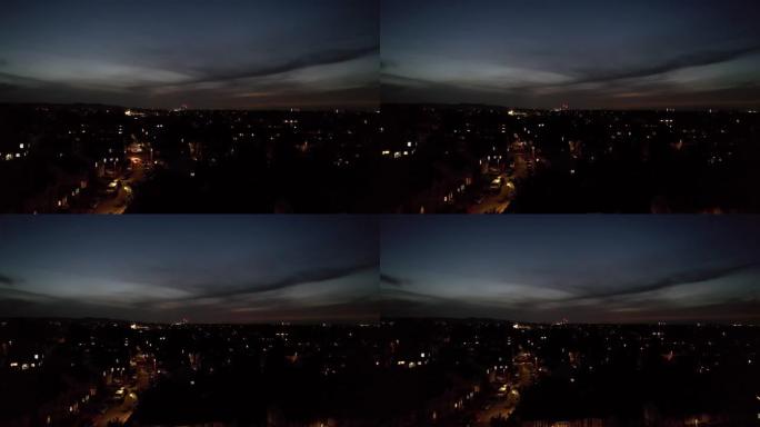 夜间城市和交通的高角度镜头