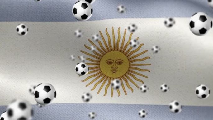 阿根廷国旗与足球或足球主题可循环背景股票视频