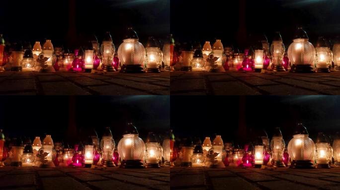 晚上看坟墓蜡烛。