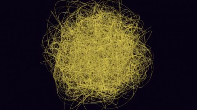 黑暗空间中线条的黄色球体