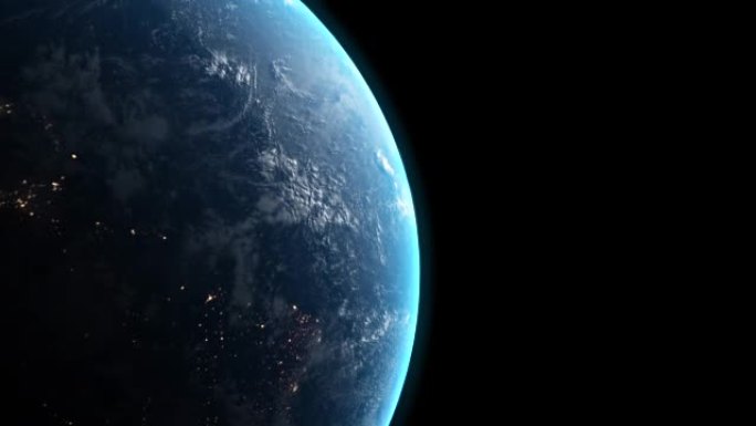 地球地球仪从太空拍摄，地球边缘3D动画孤立在黑色背景上，全高清