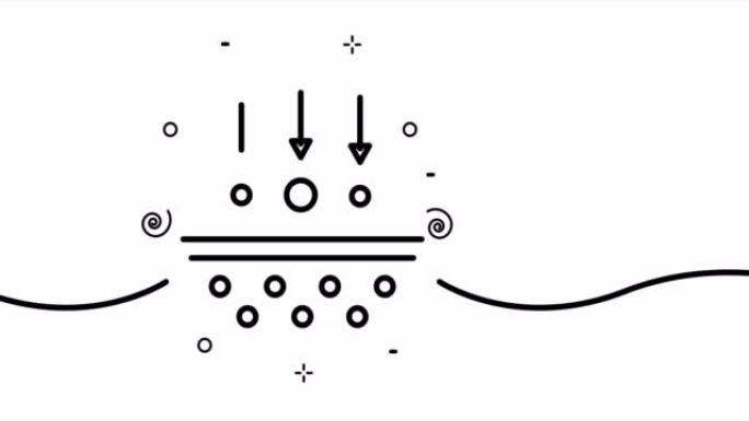 皮肤水合作用。护理化妆品，箭头，润肤霜，滋养霜，光老化，皮肤科。美容概念。一个线条画动画。运动设计。