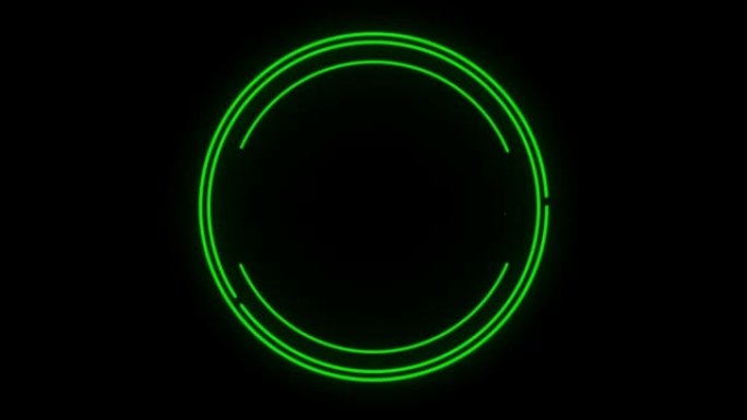 动画绿色霓虹灯文本框隔离在黑屏上。