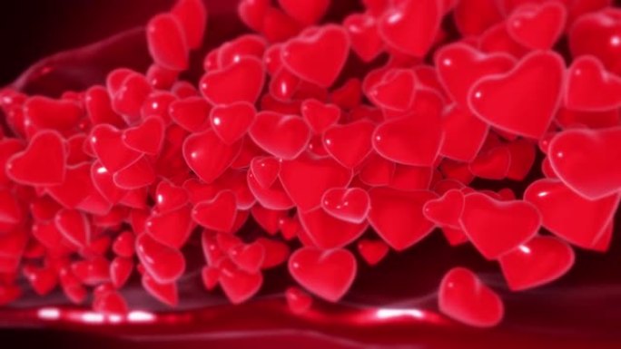 红细胞中的心脏3D爱心爱心阵列血液模拟