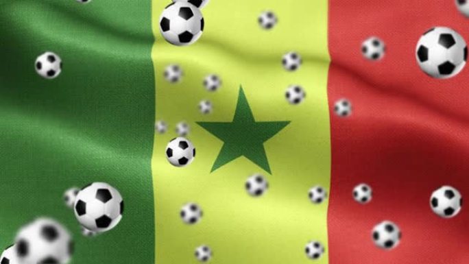 塞内加尔国旗与足球或足球主题可循环背景股票视频
