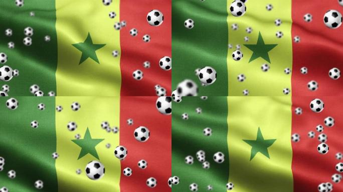 塞内加尔国旗与足球或足球主题可循环背景股票视频