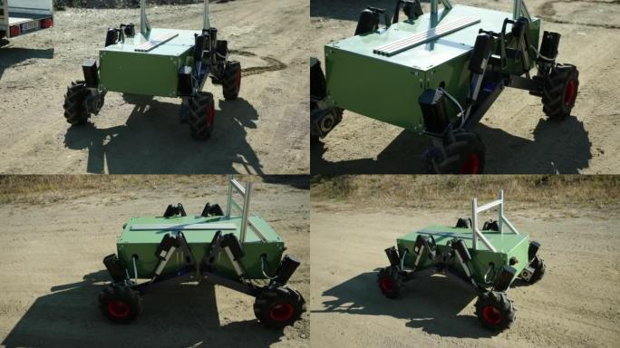 军用拆弹机器人的自动驾驶原型在沙滩上的测试