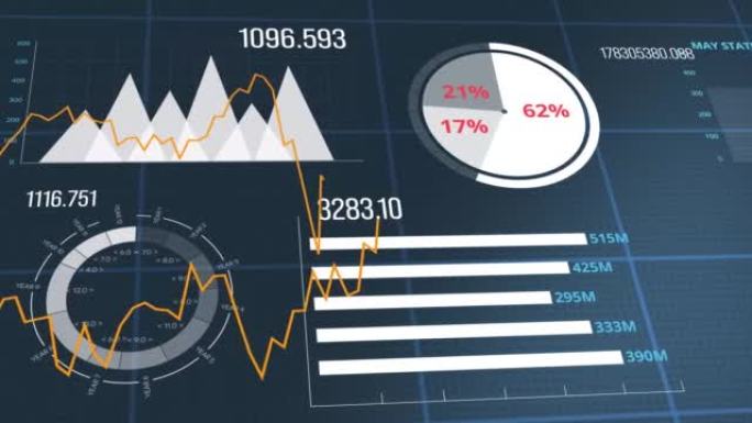 信息图表金融业务图表和图表，图表和股票数量动态显示一段时间内的损益，一个金融4K 3D动画，概念说明