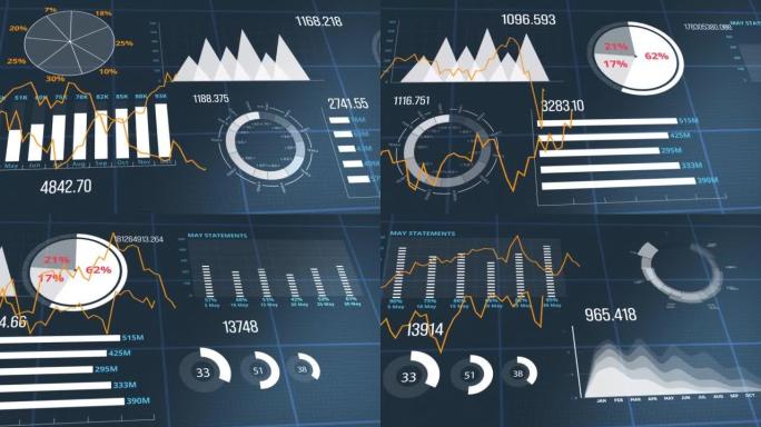 信息图表金融业务图表和图表，图表和股票数量动态显示一段时间内的损益，一个金融4K 3D动画，概念说明