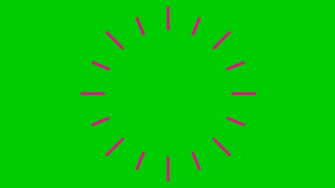 射线的动画线性粉色符号。循环视频。孤立在绿色背景上的平面矢量插图。