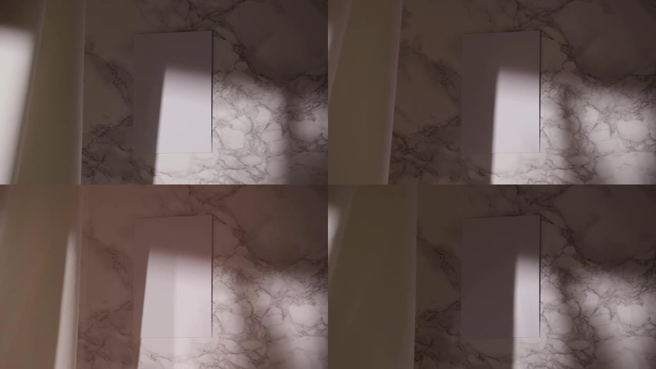 一张空白的纸的特写镜头，在高清大理石表面拍摄的文本空间