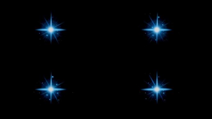 黑色背景上的动画蓝光镜头耀斑。