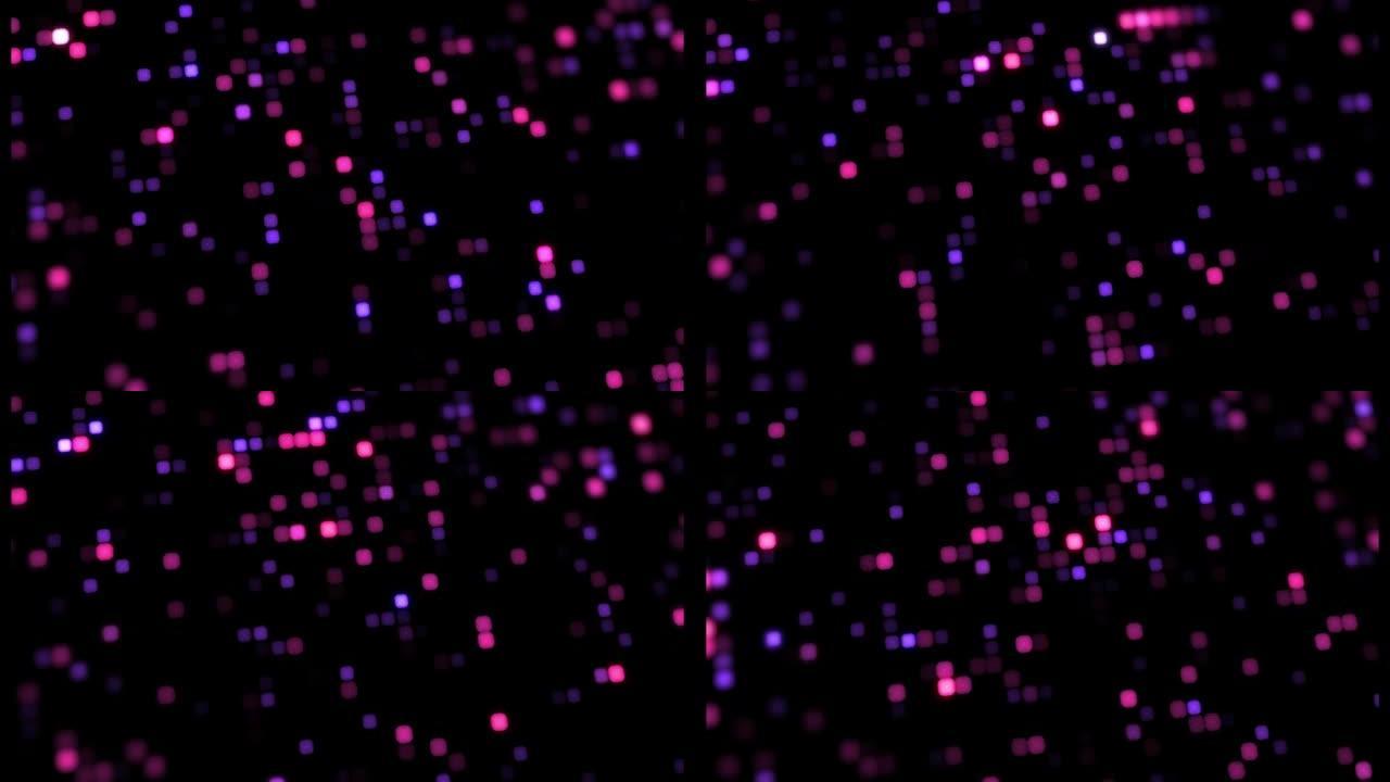 4k数字技术粉色紫色方形和圆点移动抽象背景