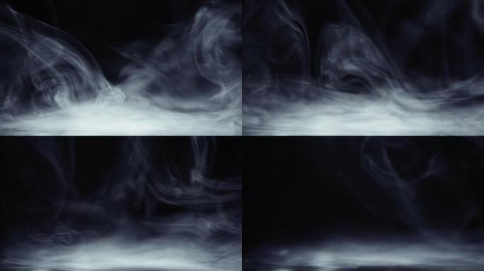 蒸汽背景烟雾漂浮白色薄雾黑色