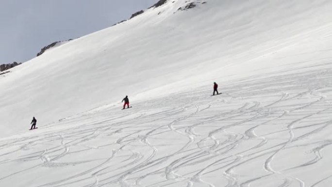 一群滑雪者在越野滑雪中滑雪