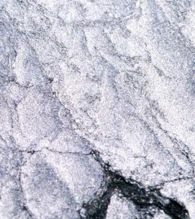 垂直视频冻结抽象背景雪冰