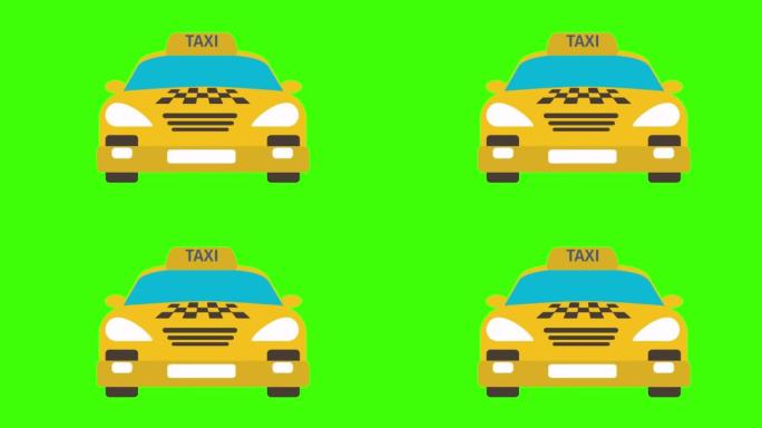 绿色屏幕上出租车图标的动画