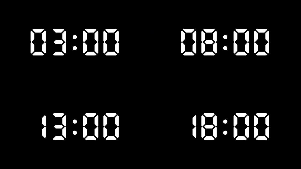 20秒的简单计数计时器 (黑色背景上的白色字母)