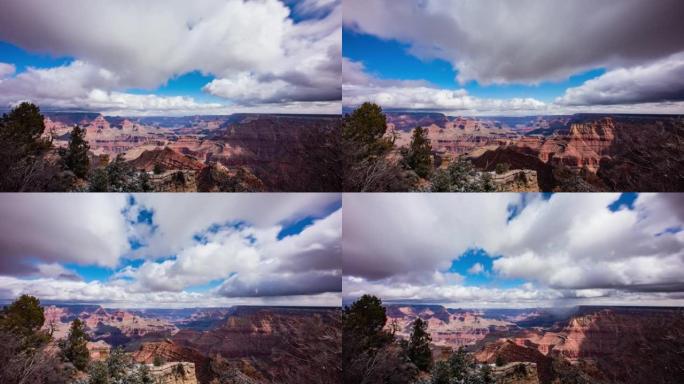 时间流逝-冬季，从隧道景观看，美丽的云层在优胜美地国家公园山谷上空移动