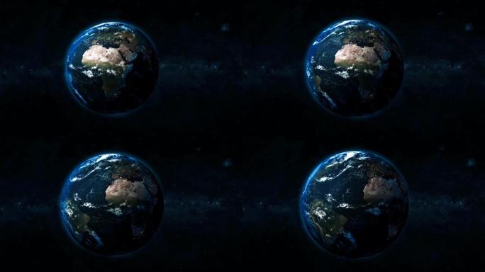 原始3d行星地球与恒星的空间视图