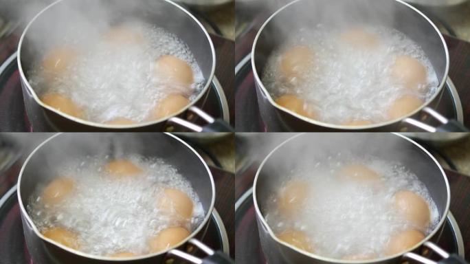 在热水中煮鸡蛋