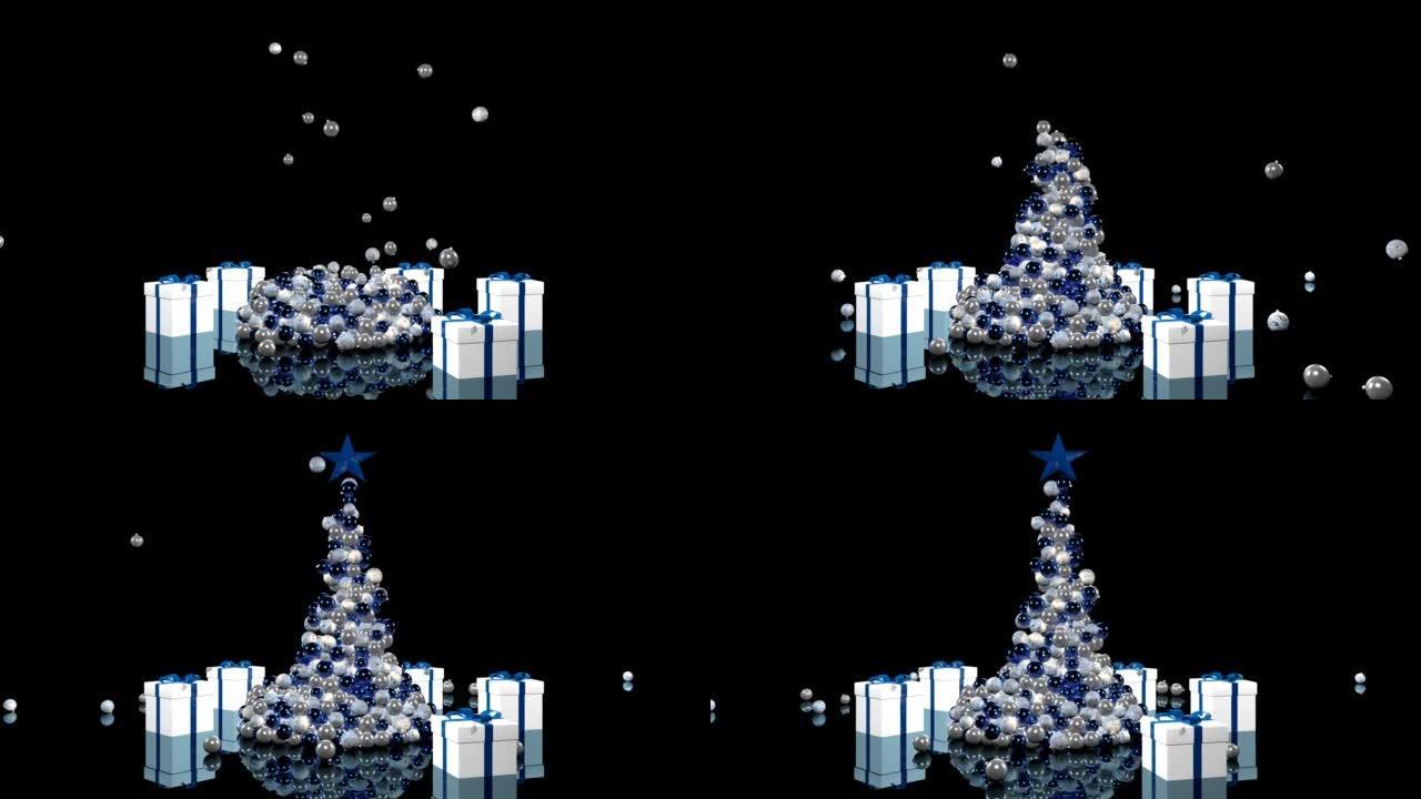 美丽的动画圣诞树。3D渲染