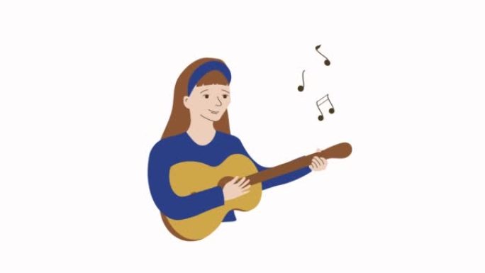 一个弹吉他的女孩的动画