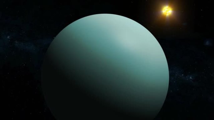 天王星3d行星，带发光的太阳空间视图