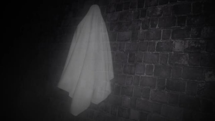 幽灵沿着黑暗的砖墙4k环漂浮