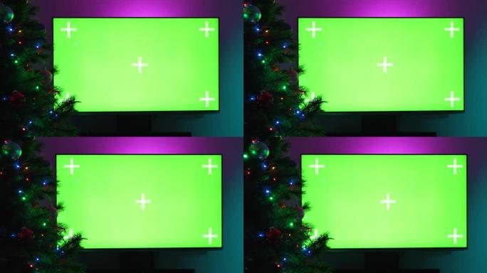 绿屏复合平板电视。绿色模型显示