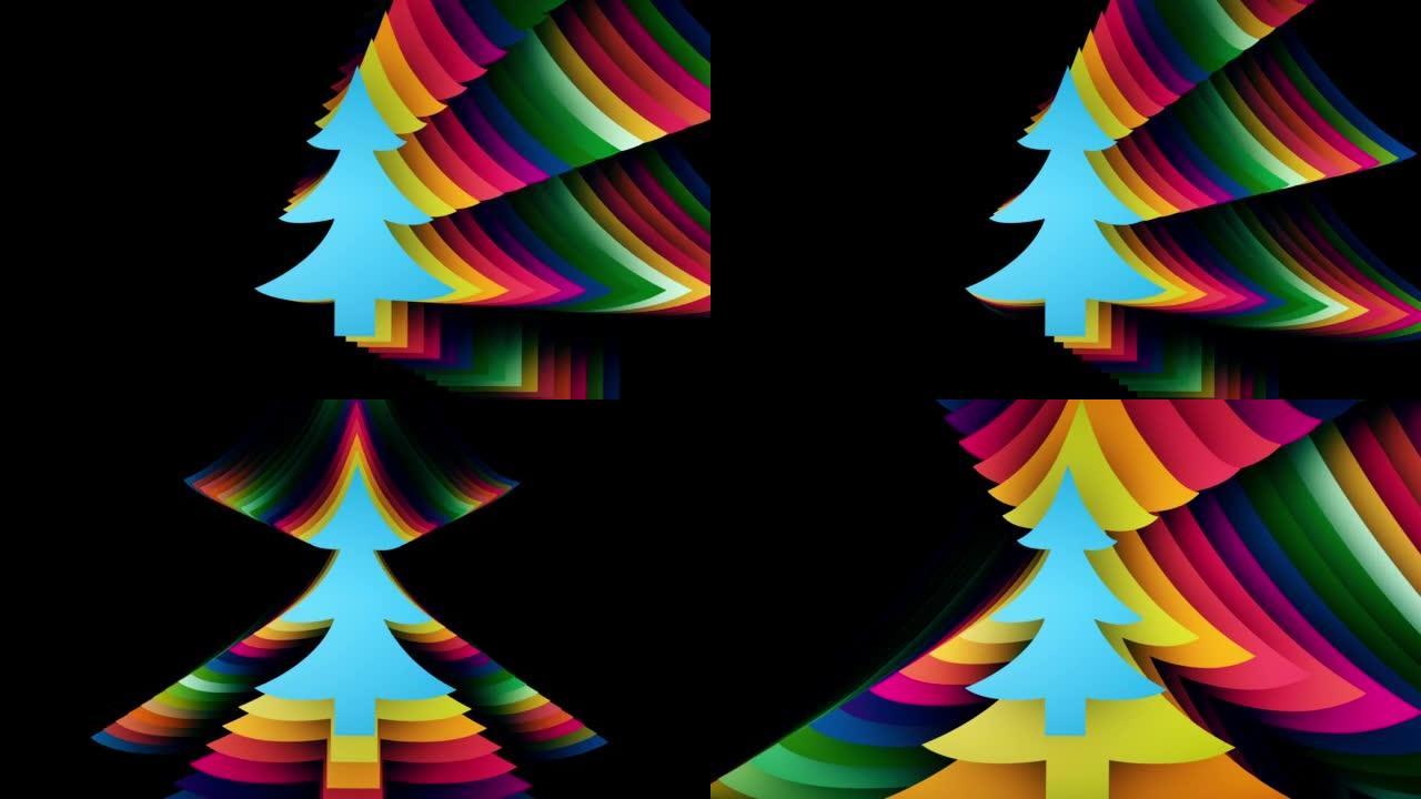 剪纸圣诞树动画，节日问候视频卡