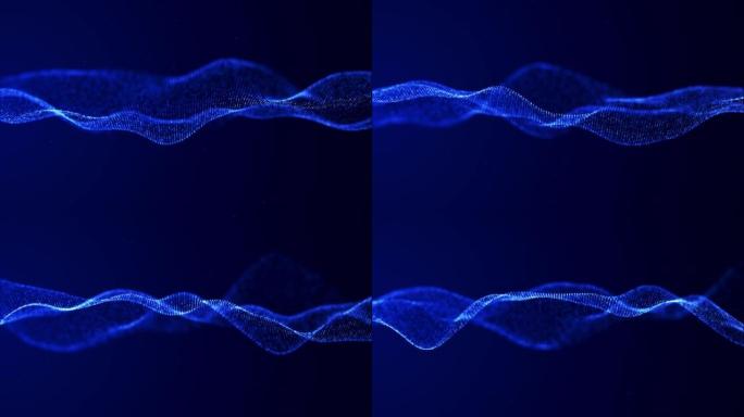 抽象数字波点粒子蓝色背景