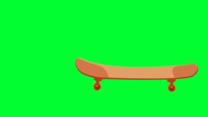绿色屏幕中的滑板动画。2d卡通滑板视频动画循环。4k动画