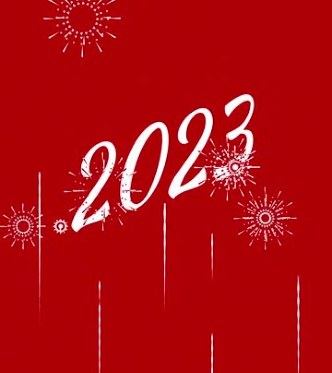2023和烟花红色背景在4k视频格式