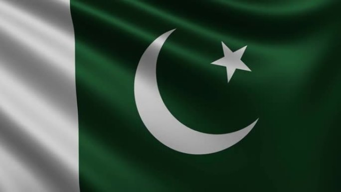 巴基斯坦国旗在风中特写，巴基斯坦国旗在3d中飘扬，4k分辨率