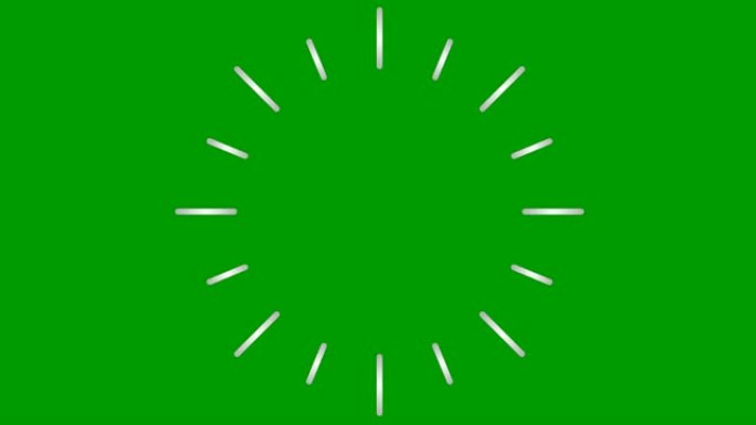 射线的动画线性银符号。循环视频。孤立在绿色背景上的平面矢量插图。