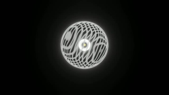 带发光线的3d球形抽象。球形线眼睛白色辉光循环vj