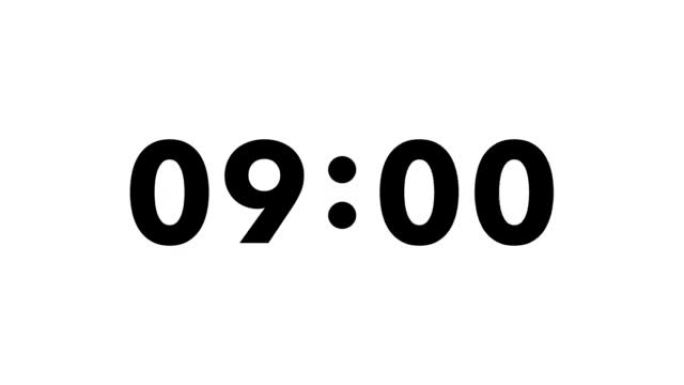 15秒的简单倒数计时器 (白色背景上的黑色字母)