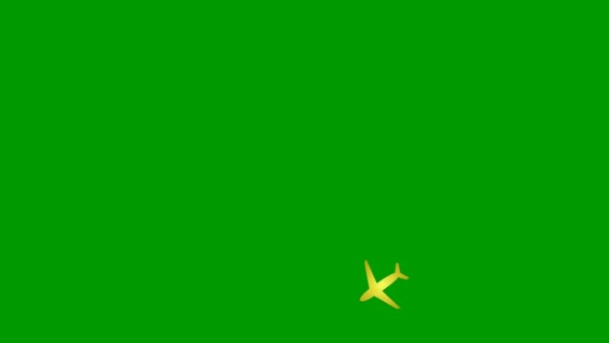 动画金色飞机沿着一圈轨迹飞行。飞机旅行的概念。环游世界。循环视频。