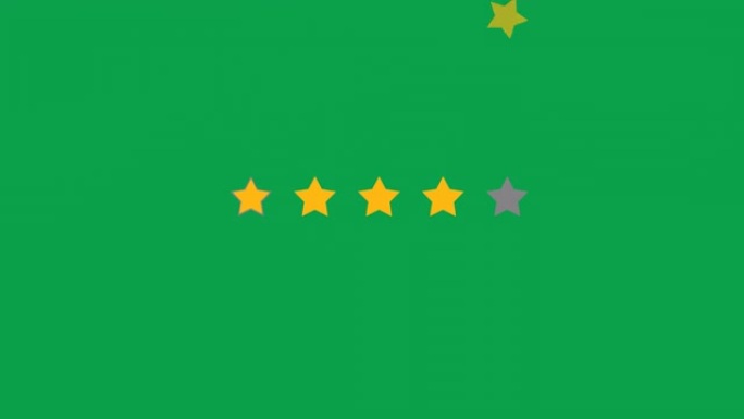 五星评级，谢谢绿屏动画4k。金色五星反馈评级运动图形绿屏。