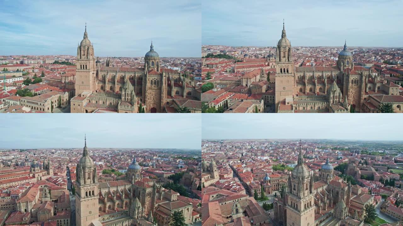 西班牙老城区萨拉曼卡的俯视图。