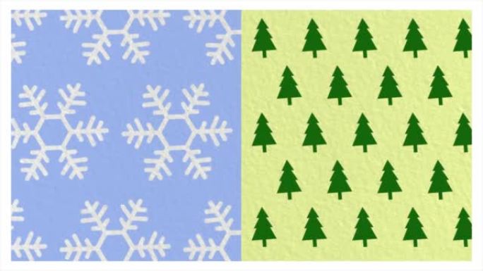 雪花和圣诞绿树图案