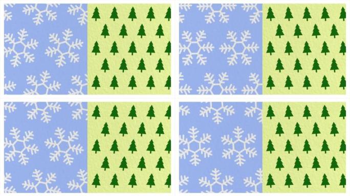 雪花和圣诞绿树图案