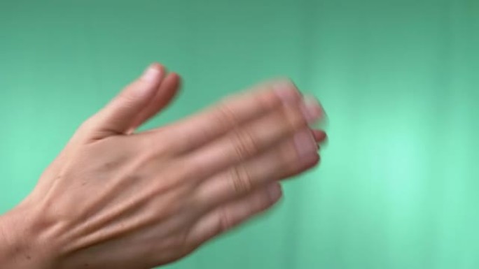 双手在空的孤立绿色色度关键背景上跳舞动作。4K